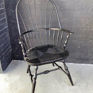 Black Windsor Armchair With Woven Seat
