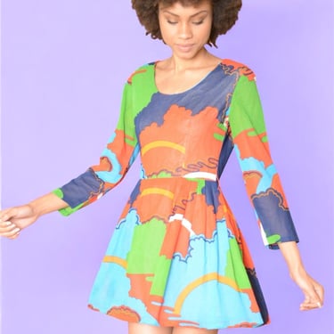 60s I. Magnin Psychedelic Mini Dress – Designer Vintage Dream - J. Tiktiner 