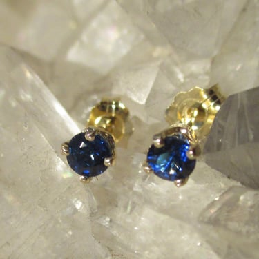 Sapphire Post Earrings ~14K Gold~ 3.5 mm = .51 carat Nice Quality Gems 