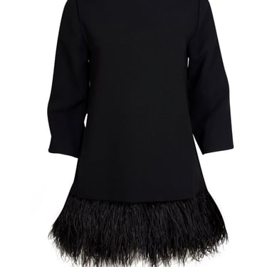 Kate Spade - Black Long Sleeve Mini Dress w/ Feathered Hem Sz 6