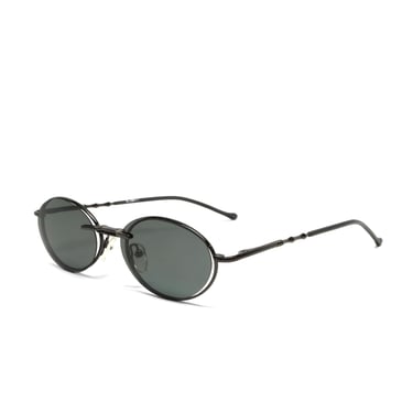 Polarized True Vintage Late 90s Grey Oval Sunglasses w/Removable Lenses 