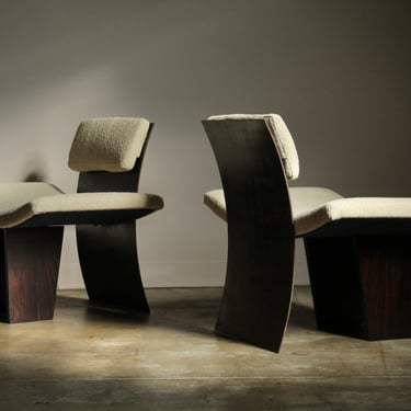 Brazilian Modernist Rosewood and Steel Lounge Chairs, 1970s
