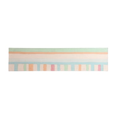 Large Original Vintage 1980s Oil on Canvas Pastel Colored Horizontal Painting #1, 64