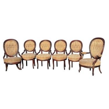 Antique Chairs, Parlor, American Victorian Walnut, Set of Six, 4 Side, 1800s!!