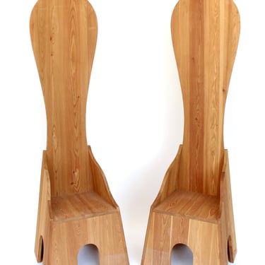 Mario Ceroli Fratina Pair Of Chairs Poltronova circa 1972