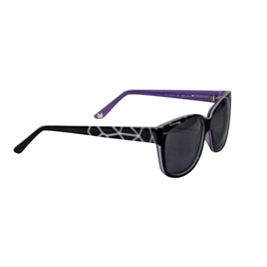 Mugler - Black & White Print Sunglasses w/ Purple Interior