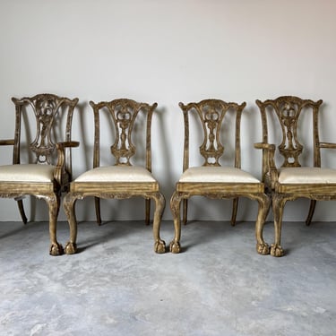 Maitland-Smith Chippendale-Style Carved Wood Clawfoot Dining Chairs – Set of 4 