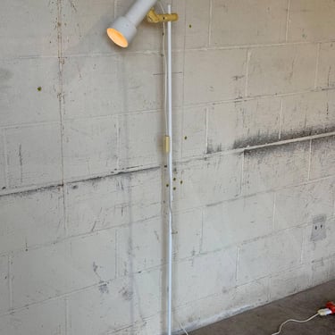 White Metal Floor Lamp with Adjustable Shade Mid-Century Modern 1970s 