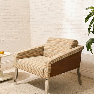 Vintage Striped Upholstered Platform Lounge Chair