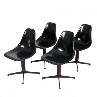 4 Fiberglass Swivel Dining Chairs