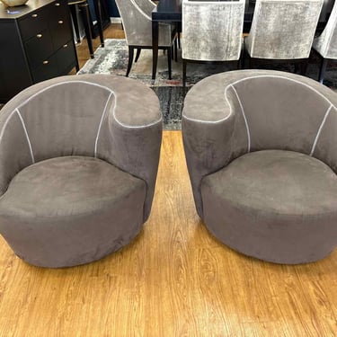 Pair of Asymmetrical Spiral Swivel Chairs