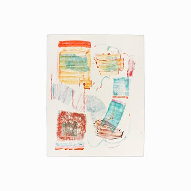 1977 William Sylvester Gamble Oil Painting on Paper Abstract Watercolor Mid Century Vintage Brushstroke 