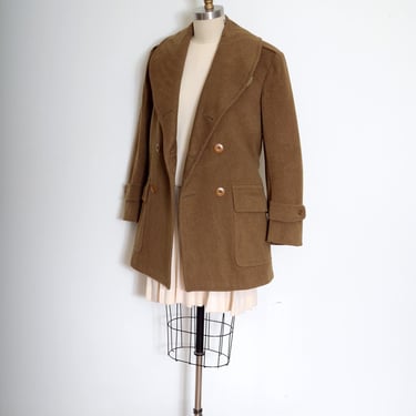 vintage 40s olive green wool coat / WWII US army jacket / double breasted slim fit with shawl collar / Womens Medium / Mens XS - Small 