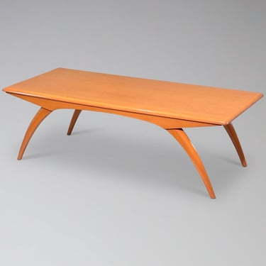 Vintage Heywood Wakefield M 795 Maple Coffee Table | Champage Finish Wishbone Legs | Mid Century Modern MCM 