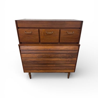 Mid-Century Modern American of Martinsville Dania Walnut High Chest 