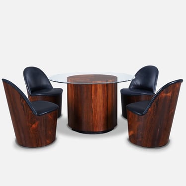 Mid-Century Modern Brazilian Rosewood Dining Table & Chairs by Plycraft