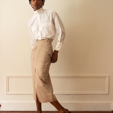 1980s Thierry Mugler Khaki Cotton Skirt 