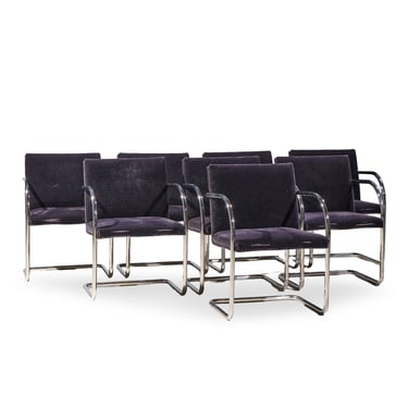 Brueton Brno Mid Century Chrome Dining Chairs -  Set of 8 - mcm 