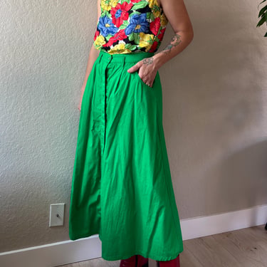 80s Green Maxi Skirt 80s Sportables Skirt Vintage Green Cotton Skirt 80s Cotton Maxi Skirt 80s Sportables Skirt Vintage 80s Green Skirt 