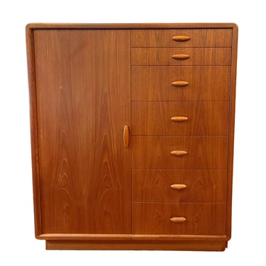 Danish Modern Teak ‘Gents’ Chest | Tall Dresser w. Door