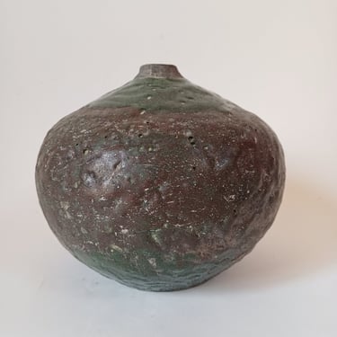 Green Drip Glaze Studio Pottery Vase