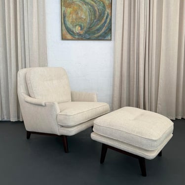 Mid-Century Modern Lounge Chair Ottoman Set By Roger Sprunger For Dunbar