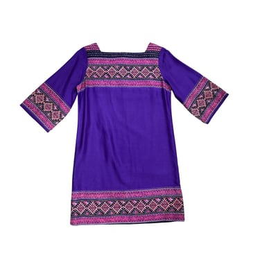 1960s Alfred Shaheen Purple and Pink Tropical Shift Dress / Tiki / Screenprinted Fabric / 70s / Barkcloth / Mod / Medium / Twiggy / 