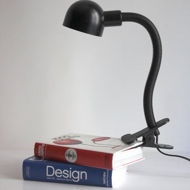 Vintage Black Clamp Desk Lamp | Flexible Gooseneck Reading Light | German Design | 1980s–1990s | EU Plug 