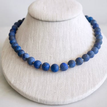 Judi Powers | Lapis Lazuili 8mm Matte Round Bead Necklace