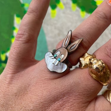 Bugs Bunny Vintage Zunitoon Ring  w/ Patsy Spencer signature, size 6