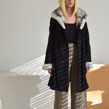 persian lamb 60s swing coat with mink collar 
