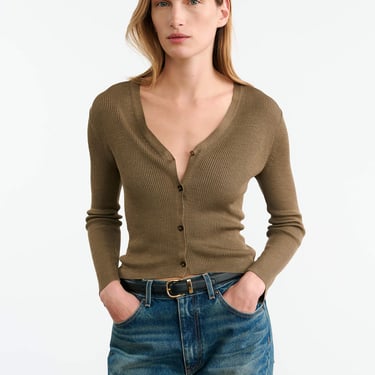 Nari Silk Cardigan - Military Green