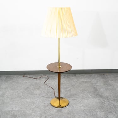 Mid Century Modern Floor Lamp Side Table Brass Round Built Side Table Lighting