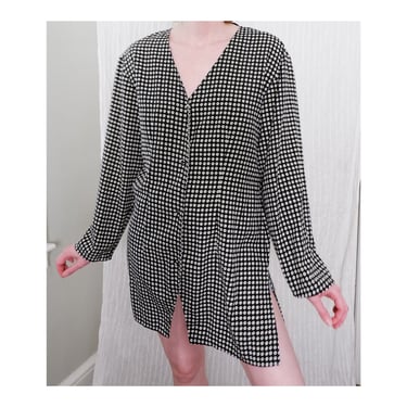 Small | 90s grunge style polyester black and white geometric pattern nightgown dress tunic | Lingerie Nordstrom 