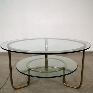 1970&rsquo;s Hollywood Regency Art Deco Brass Coffee Table 