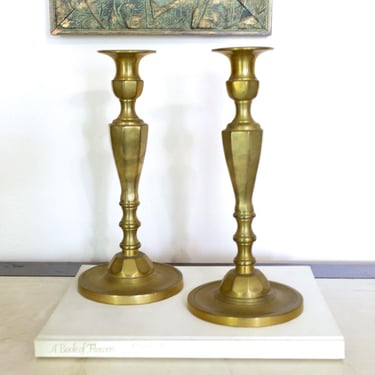 Set of 2 Vintage Brass Metal Candle Holders, Brass Victorian Candlestick Holder 