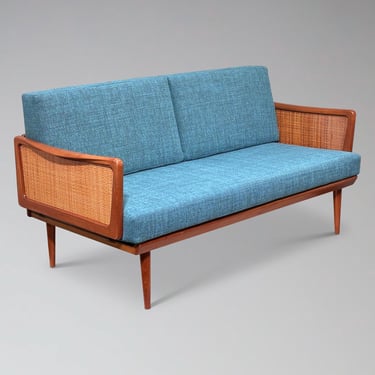 Restored Vintage Teak and Cane Sofa Daybed by Peter Hvidt & Orla Molgaard-Nielsen FD451 - Mid Century Modern Scandinavian Danish Furniture 