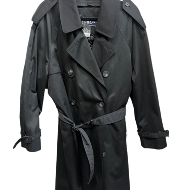 Chaps Black Trench Coat with Belt