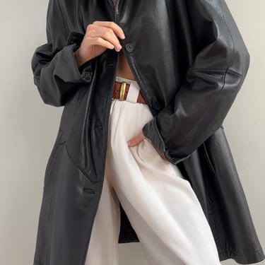 Vintage Chalkboard Leather Button Up Jacket