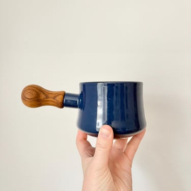Vintage Blue DANSK Kobenstyle IHQ Saucepan Butter Warmer with wooden handle Mid Century DANSK 