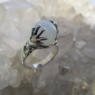 Magical Moonstone Crystal Ball Ring ~Sterling Silver~ Hand Cast Original 