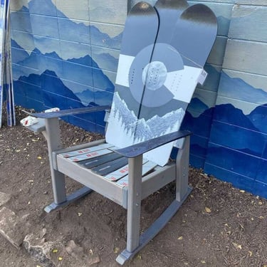 Grey, Black & Silver Chair, Snowboard Chairs, Comfortable Yard Chair, Adirondack Snowboard Chair, Patio Chair, Outdoor Chairs 