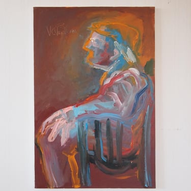 Original Vintage VIRGINIA Cohn PARKUM Portrait PAINTING 36x24