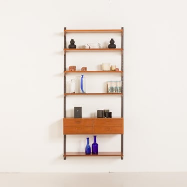 Kai Kristiansen teak wall unit with a console for FM Mobler, 1960s 