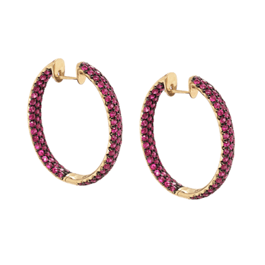 Pavé Ruby Hoop Earrings
