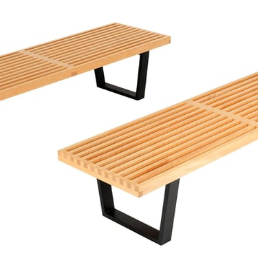 Pair of George Nelson Slat Wood Benches for Herman Miller. U.S.A.