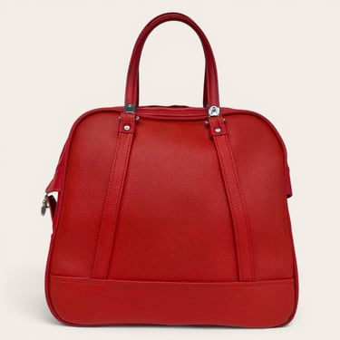Vintage American Tourister Bag Retro 1960s Mid Century Modern + Tiara + Cherry Red + Textured Vinyl + Top Handles + Luggage Bag + Weekender 