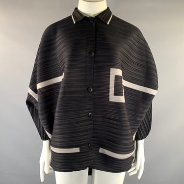 VANITE COUTURE Size One Size Grey White Polyester Spandex Pleated Casual Top