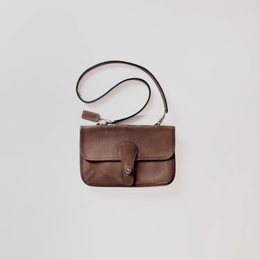 Vintage Coach 80's Brown Leather Twin Clutch 9380 Bag NYC factory US Made Handbag Purse 