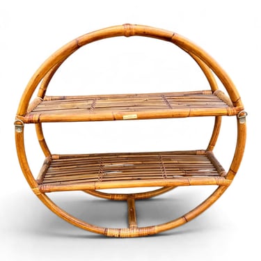 Vintage round bamboo shelf 